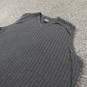 Duck Head Vest Mens XL Gray Cable Aran Knit Fisherman Sweater V Neck Academia